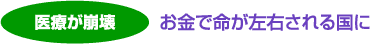 医療が崩壊　お金で命が左右される国に